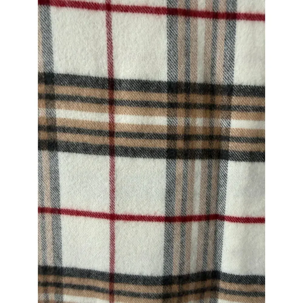 V. Fraas Cashmink Tartan Plaid Red White Tan Scarf‎ | Made in Germany